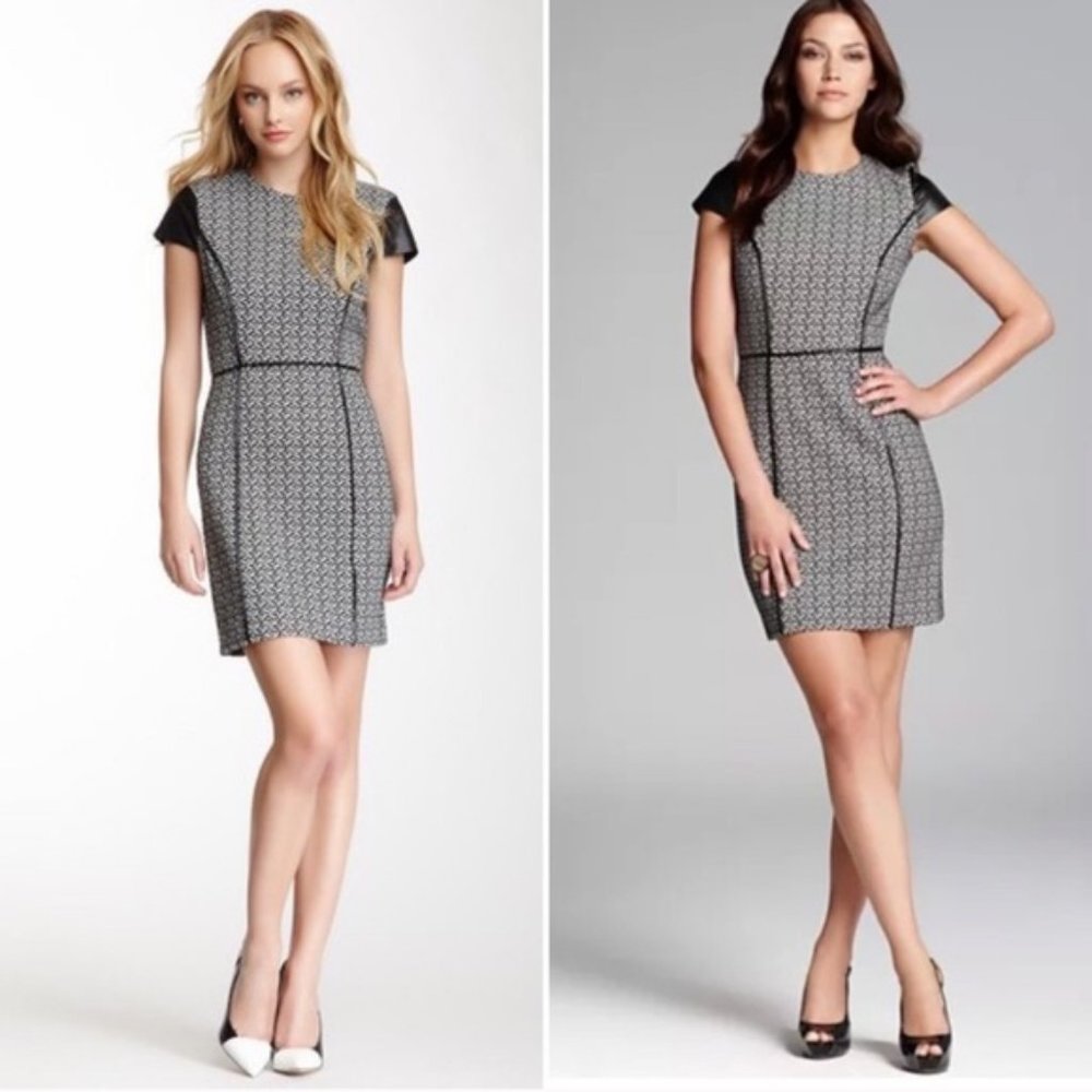 Cynthia Steffe Jacquard Faux Leather Sheath Dress